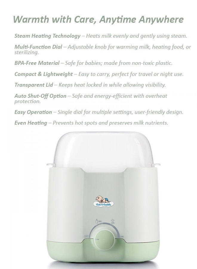 Cute 'n' Cuddle Portable Baby Milk Warmer Fast Electric Portable Milk Warmer for Travel  Dual Heating for Breast Milk & Water | Fast Bottle Warmer with Glass Lid & Steam Holder | Plug-in Design, BPA-Free, Ideal for Home & Travel Use  Newborns & Toddlers, USB Charging, Temperature Control, Travel Friendly  Ideal for Newborns, Infants & Toddlers - Image 4